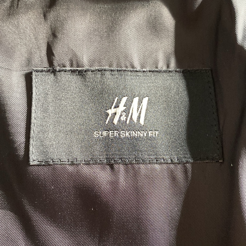 H&M super skinny fit blazer suit jacket blue black 44R - Picture 4 of 5